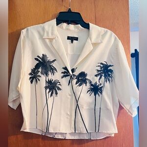 Rag & Bone Cream Palm Tree Button Down Shirt